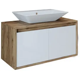 roomartstore.de Roomart Atlantic-85 Unterschrank Bad 85 cm Breit, Weiß-eiche
