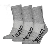 Head Unisex Crew Socken im Pack, Sportsocken, Mesh-Einsatz, Logo, einfarbig Grau 35-38