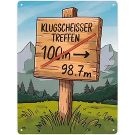 speecheese Klugscheisser Treffen Metallschild XXL in 28x38 cm für Besserwisser