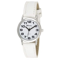 Ravel - Damen (klein) - Armbanduhr mit großen Ziffern - Weiß/silbernes Ton/weißes Zifferblatt