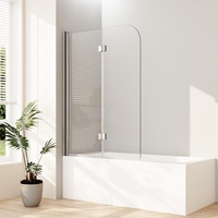 Boromal Duschwand für Badewanne, 100x140cm(BxH) 2-teilig faltbar Badewannenaufsatz Badewannenfaltwand Duschwand Faltwand Duschabtrennung für Badewanne mit 6mm NANO Sicherheitsglas