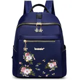 DIRRONA Mode Rucksack Damen Bunt Bedruckter Rucksack Beiläufig Wasserdichter Nylon Rucksack für Damen Leichte Stilvolle Schultaschen für den Täglichen Ausgehen Reisen Arbeiten Blau