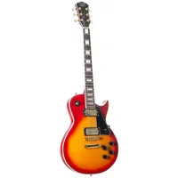 J & D LC300 Single Cut E-Gitarre mit Linde-Korpus, Alnico Humbuckers, passiver Elektronik, Cherry Sunburst, Kluson-Style Mechaniken