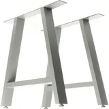 Wiltec Tischbeine 2er Set aus Stahl 70x72cm Grau A-Form Industrial Tischkufen Tischgestell Tischuntergestell Möbelkufen