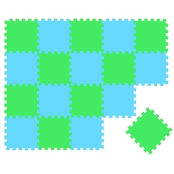 LittleTom Puzzlematte 18 Teile Baby Kinder Puzzlematte ab Null - 30x30cm, hellblau hellgrüne Matte bunt