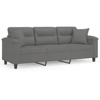 vidaXL 3-Sitzer-Sofa mit Kissen Dunkelgrau 180 cm Mikrofasergewebe