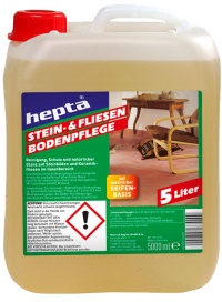 hepta Stein- & Fliesenbodenpflege, Natürlicher seidenmatter Glanz ohne Nachpolieren, 5 Liter - Kanister