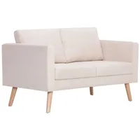 vidaXL 2-Sitzer-Sofa Stoff Cremeweiß