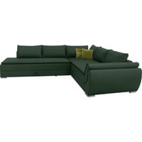 INOSIGN Ecksofa Göteborg, mit Boxspring-Bettfunktion und Bettkasten, Dauerschlaffunktion, Topper grün