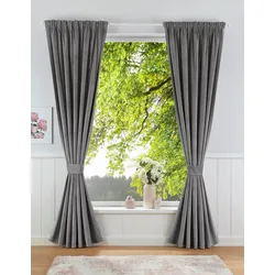 Leonique Vorhang »Velvet-Leonique«, (1 St.), Samt, mit Raffhalter, einfarbig, monochrom, edel, verschiedene Größen Leonique grau 145 cm