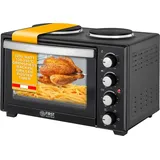 First Austria Minibackofen mit Kochplatten 30L 3200W, max 230°C, | geeignet für Camping, Wohnheim & Kleinküchen