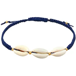 Elli Kauri Muschel Ozean Maritim Nylon 925 Silber Fußketten   Damen 