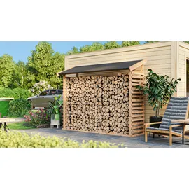 Karibu Kaminholzunterstand 226 x 60 x 184 cm Holz naturfarben