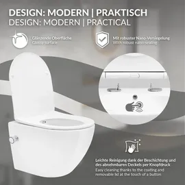 luxebath Wand-WC mit WC-Sitz Weiß Nano