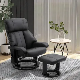 Homcom Relaxsessel Kunstleder 76 x 102 x 80 cm Schwarz mit Hocker