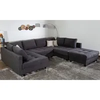 COLLECTION AB Wohnlandschaft Toni U-Form, B: 298 cm, Set: Sofa & Hocker, 3 Zierkissen, Federkern grau