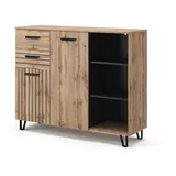 Vicco Sideboard Amber Eiche Wotan 120 x 100 cm mit 2 Schubladen und 2 Türen