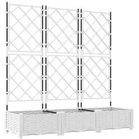 VidaXL Pflanzkasten mit Rankgitter 3 Stk. Weiß 120x40x125,5 cm