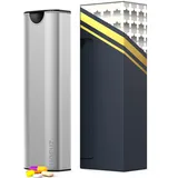 HQEUZ Tablettenbox 7 Tage tägliche Pillendose Wochenbox Aluminium tragbare Tablettendose Große Medikamentenbox Pillen-Organizer für Vitaminen, Medikamenten, Pillen, Nahrungsergänzungsmitteln, Silber