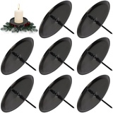 8 Stück Kerzenhalter Adventskranz,7 cm Schwarz Adventskerzenhalter Metall Kerzenleuchter,für DIY Adventskranz Deko Tischdeko Weihnachten Kerzenteller Mit Dorn