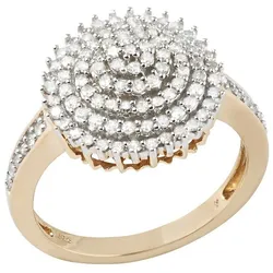 Diamantring FIRETTI "Schmuck Geschenk Gold 585 Damenring Goldring Diamant Blume" Gr. 18, silber (gelbgoldfarben, silberfarben), Fingerringe, Damen, 18, 0,51 ct P2 = erkennbare Einschlüsse, Gelbgold 585-Diamanten, Gelbgold 585, Diamanten, mit Diamanten