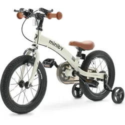 Qplay Miniby Kinderfahrrad 14 Zoll - 3 in 1 - Balance Fahrrad - Creme cremefarben NO SIZE