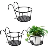 3er-Set Metall-Blumentöpfehalter – Hängendes Blumenregal mit Haken für Blumentöpfe – Hängeschiene – Für Garten, Balkon, Zaun, Innen- und Außenbereich