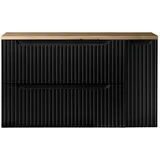 Lomadox - Waschtisch-unterschrank 100cm, in schwarz mit Eiche, gerillte Front, grifflos