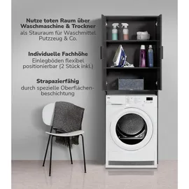 mokebo Der Saubermann Waschmaschinenschrank 65 x 180 x 34 cm Schwarz