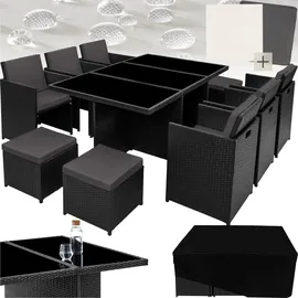 Tectake Rattan Sitzgruppe New York 10-tlg. Schwarz