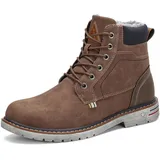Mishansha Winterschuhe Herren Schneestiefel Warm Gefüttert Boots Männer Winter Schuhe Wasserdicht Arbeitsstiefel Outdoor Stiefel Braun Gr.41 - 41 EU