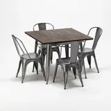 quadratische tisch und stühle in metalldesign industrial jamaica - Grau - Grau