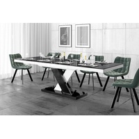 designimpex Esstisch Design Tisch HEN-111 Schwarz - Weiß Hochglanz ausziehbar 160 bis 256cm schwarz