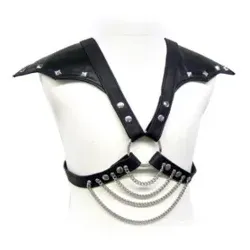 Bdsm zubehör leder harnisch rüstung mit schulterpolstern