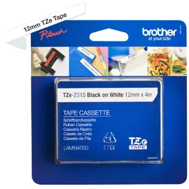 Brother TZe-231S laminiert schwarz auf weiß 1,2cm x 4m