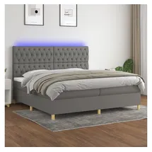 vidaXL Boxspringbett mit Matratze & LED Dunkelgrau 200x200 cm Stoff
