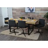 6er-Set Stuhl Kavala II, Esszimmerstuhl, drehbar, Stoff dunkelgrau, Fuß schwarz