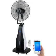Sichler Haushaltsgeräte Luftkühler: Stand-Sprühnebel-Ventilator mit Oszillation, WLAN, App, Timer, 80 Watt