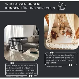 Sämann Laufgitter mit Matratze - grau - Premium Kollektion