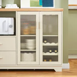 SoBuy Geräteumbauschrank mit Glastür 120 x 90 x 40 cm Beige