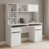 Dmora Schreibtisch Agnella 149x48,2x156,2h cm Weiß 2 Schubladen 7 Regale - Weiß