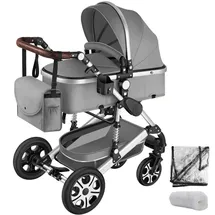 Tectake tectake® Kombi-Kinderwagen, Grau, Kunststoff, 63x120x100 cm,