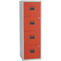 Hängeregistraturschrank 4 Schübe 1-bahnig lichtgrau/kardinalrot