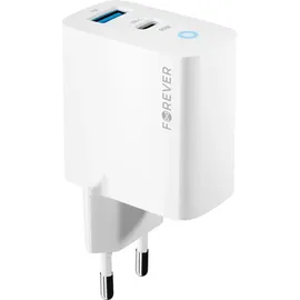Forever - Weiß Pd, Qc, Schnellladegerät 1x USB Typ A, 1x USB Typ C 65W