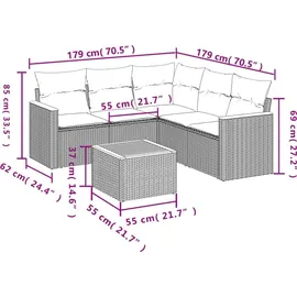 vidaXL Gartensofa-Set 6-tlg. grau
