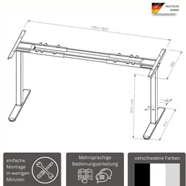 Albatros Tischgestell Höhenverstellbar Lift S5 180 x 118 x 68 cm