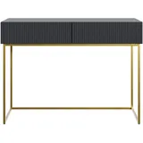 Selsey Schminktisch mit zwei Schubladen und goldenem Metallgestell, Schwarz, 110 cm Wohnzimmer, Wohnzimmertische, Konsolentische
