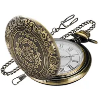 SwitchMe Klassische Quarz-Taschenuhr mit Kette, Quarz-Taschenuhr mit einzigartigem Zifferblatt-Design, geeignet für Weihnachten/Abschluss/Geburtstag/Vatertag, PK060807-braun