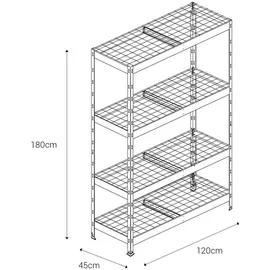 AR Schwerlastregal Metall 180x120x45 cm grau
