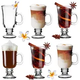 PLATINUX Latte-Macchiato-Glas Irish Coffee Gläser, Glas, Set mit Henkel 230ml 6-Teilig Kakao Kaffeeglas Cappuccino Irish Coffee weiß